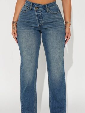 High-Rise Straight Leg Women's Jeans - Blue